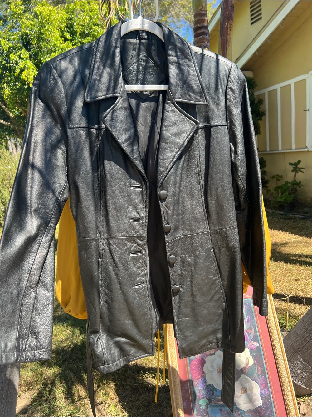 Jacqueline Ferrar Black Leather Button-Front Jacket